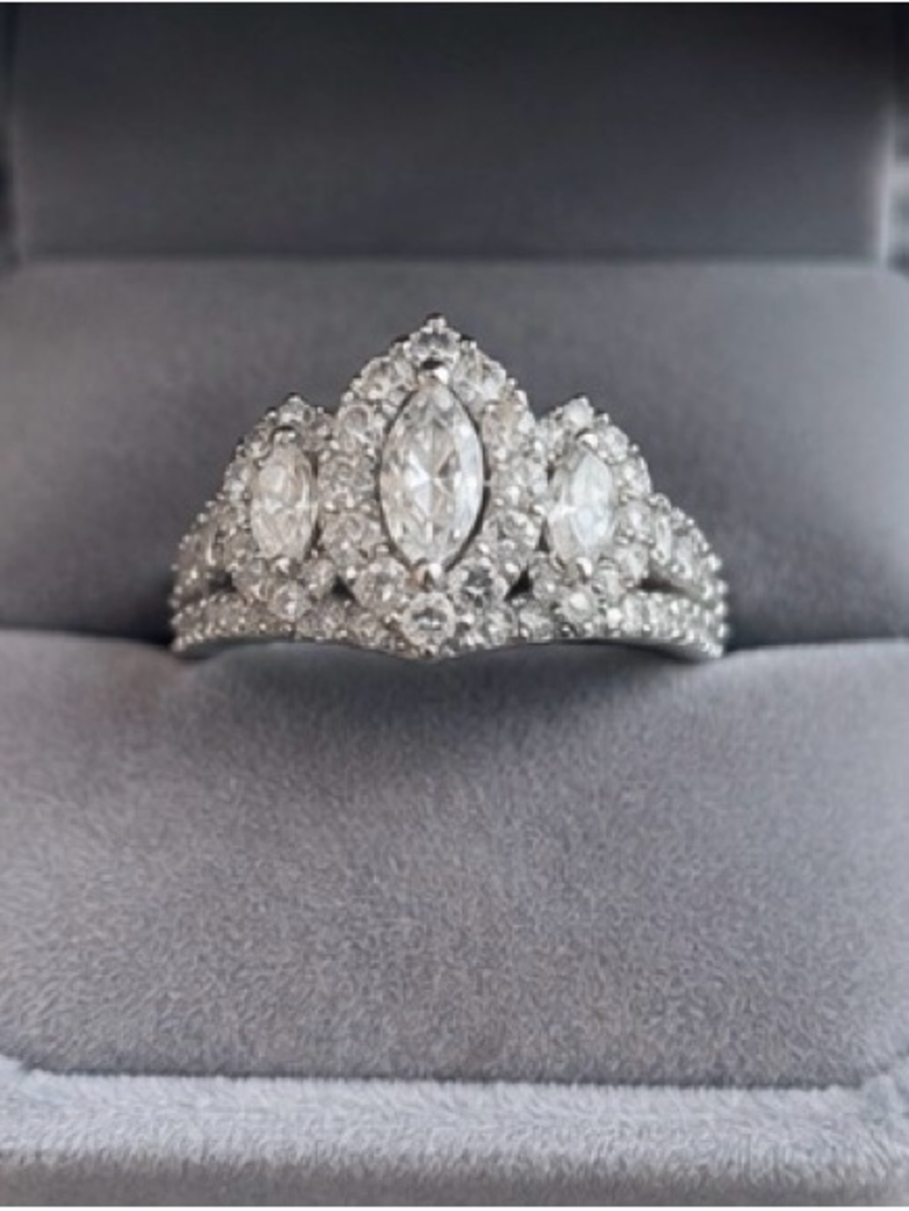 1-1/2 CT. T.W Marquise Diamond Frame Past Present Future® Ring in 14K White Gold